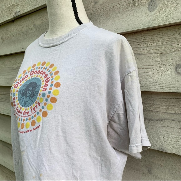 True Vintage 70s Thrashed Disco Dance-A-Thon Short Sleeve Crewneck Graphic Tee - Picture 5 of 16